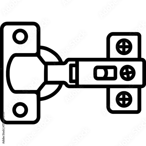 Cabinet hinge outline icon vector