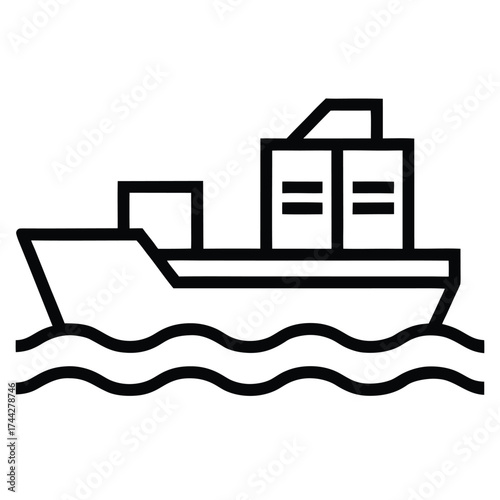 sea cargo simple line art silhouette vector icon