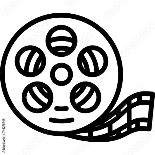 Film reel outline icon vector