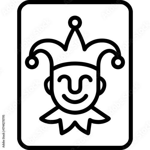 Joker card outline icon vector