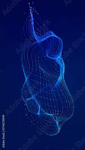 Futuristic point wave. Abstract background with a dynamic wave.Connecting background. Abstract wave. Artificial intelligence. Big data technology 3d rendering