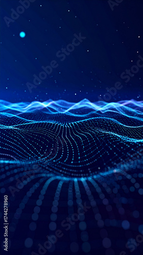 Futuristic point wave. Abstract background with a dynamic wave.Connecting background. Abstract wave. Artificial intelligence. Big data technology 3d rendering