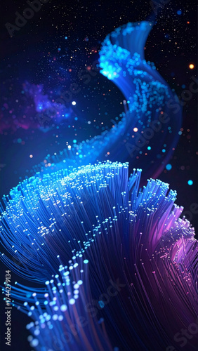 Futuristic point wave. Abstract background with a dynamic wave.Connecting background. Abstract wave. Artificial intelligence. Big data technology 3d rendering