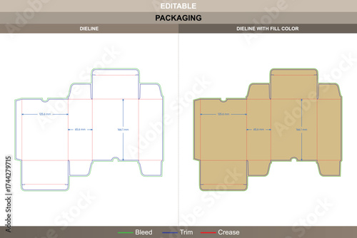 Lock insert boxes with nail buckles dieline, custom packaging template with structural folds and die line layout for secure retail-ready product presentation