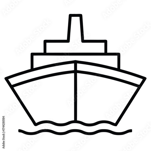ship stern simple line art silhouette vector icon