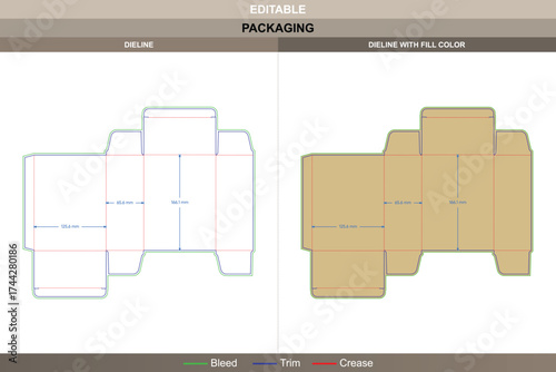 Lock insert boxes with reverse mortise lock dieline, vector packaging template with folding structure and die line for secure product branding and retail display