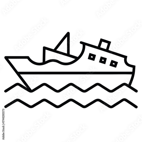 shipwreck simple line art silhouette vector icon