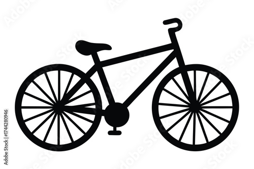 snow covered bicycle simple line art silhouette vector icon