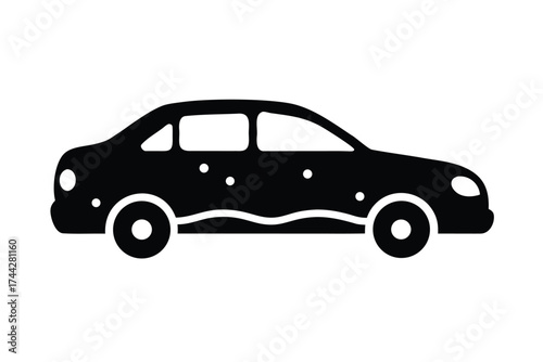 snow covered car simple line art silhouette vector icon