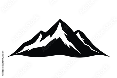 snow covered mountain simple line art silhouette vector icon
