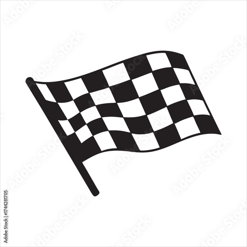 Crossed checkered flags silhouette, Racing finish line flags, Sports competition flag icon, Checkered race flags vector, Finish line flags illustration