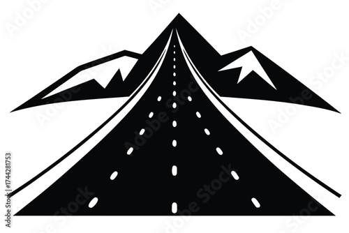 snow covered road simple line art silhouette vector icon