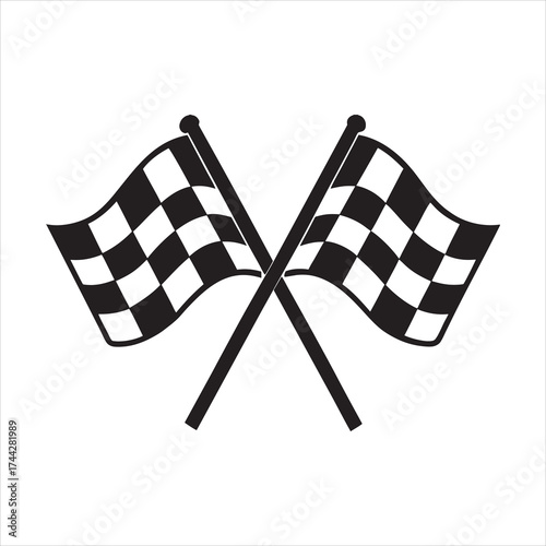 Checkered flag silhouette vector, racing flag silhouettes icon illustration
