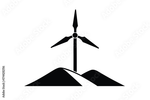 snow covered wind turbine simple line art silhouette vector icon