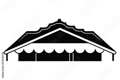 snow roof simple line art silhouette vector icon