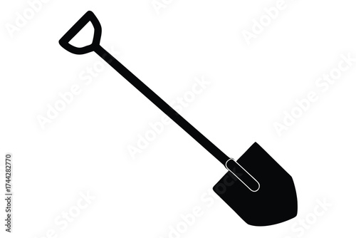 snow shovel simple line art silhouette vector icon