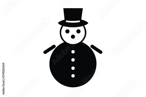 snowman simple line art silhouette vector icon