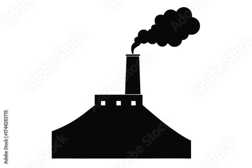 snowy chimney smoke simple line art silhouette vector icon