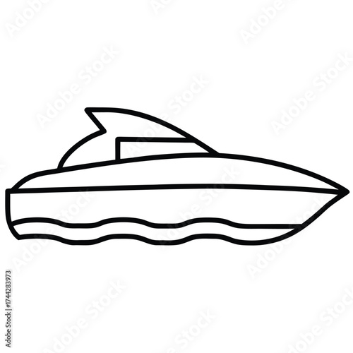 speedboat outline simple line art silhouette vector icon