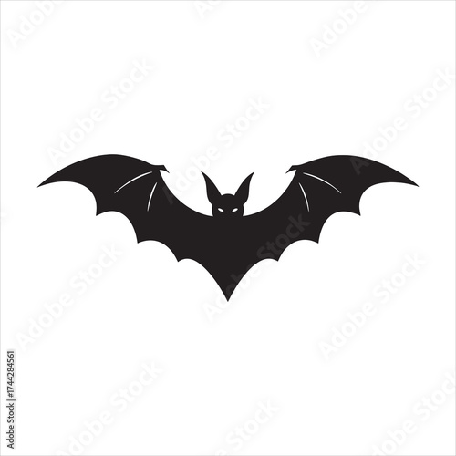 Black silhouette flying bat Halloween vector image