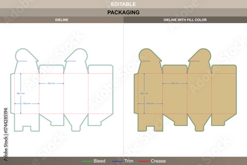 Tuck end box variations auto bottom snap lock boxes dieline, custom packaging template with structural folds and die line for secure retail and shipping-ready packaging