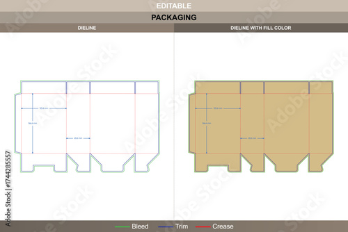 Tuck end box variations auto bottom snap lock boxes dieline, vector packaging template with fold structure and die line layout for secure product display and shipping