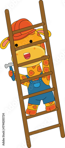 Cute Giraffe Consturction Worker