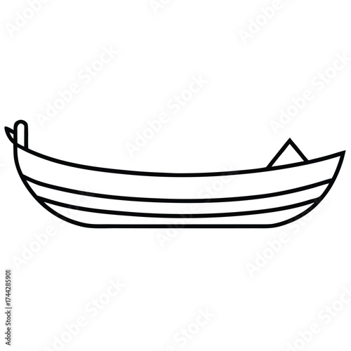 wooden canoe simple line art silhouette vector icon