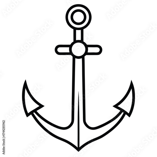 yacht anchor simple line art silhouette vector icon