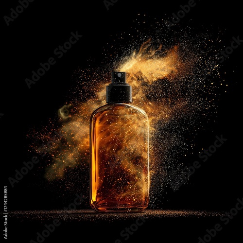 A spraying perfume isolated on a black background