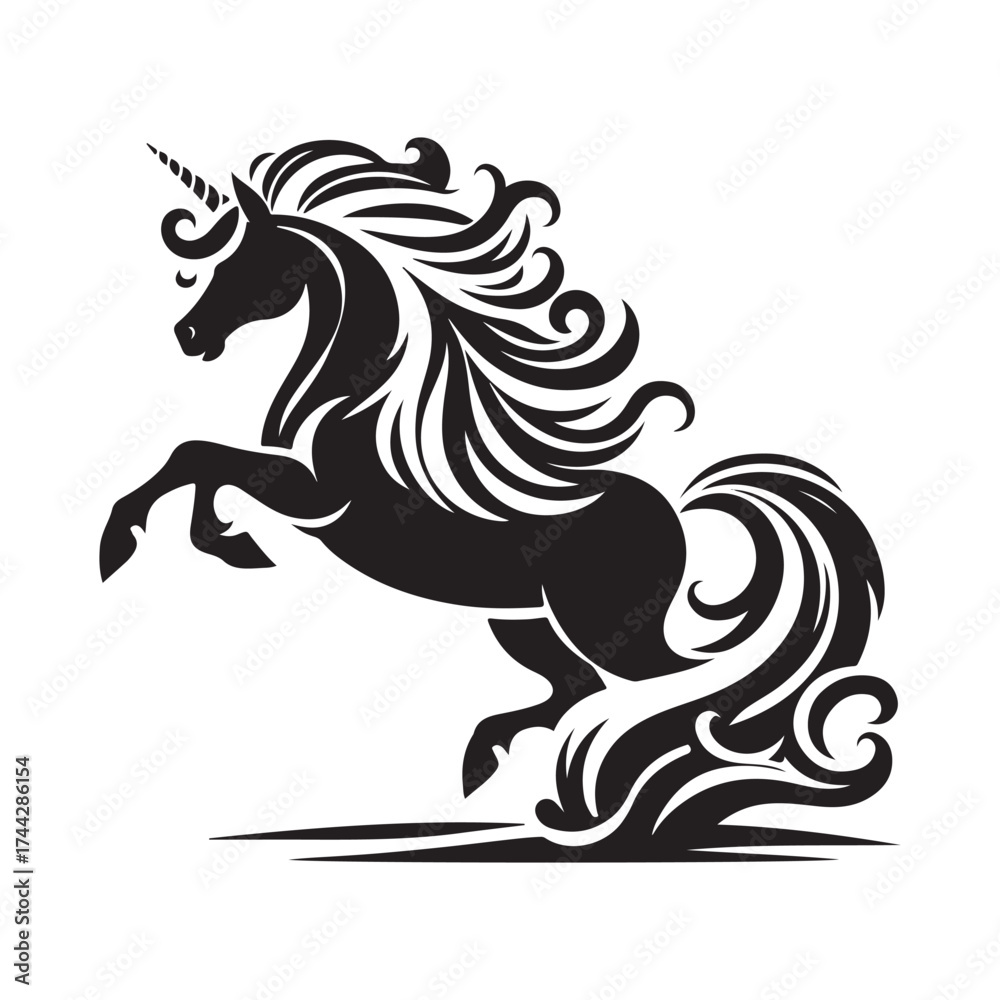 Fototapeta premium unicorn silhouette vector set