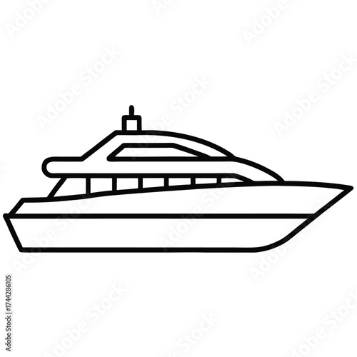 yacht outline simple line art silhouette vector icon