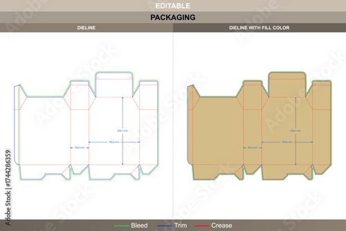 Tuck end box variations auto lock bottom dieline, editable packaging template with fold structure and professional die line for secure branding and product display