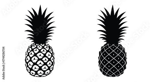Two black and white pineapple silhouettes against a plain white background