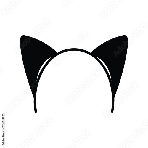Stylized Cat Ears Headband Silhouette for Cosplay and Costumes, isolated on white