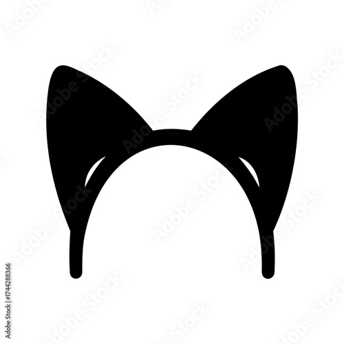 Stylized black cat ears headband silhouette on a white background