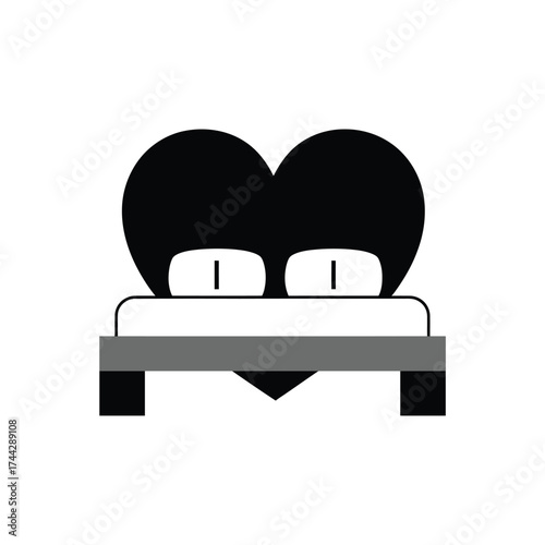 Heart shaped headboard double bed with eyes cartoon style
