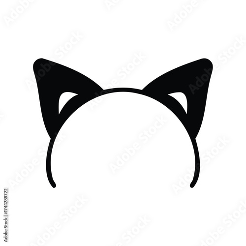 Silhouette illustration of a cat ear headband accessory on a white background