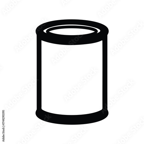 Simple, bold, graphic illustration of a generic, empty food can shape