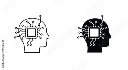 Artificial intelligence concept human head with integrated circuit board design