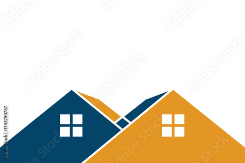 Two stylized houses side by side home icon real estate