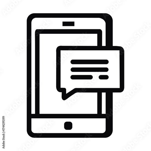 Vector art of smartphone with message bubble, representing communication and digital interaction in modern life