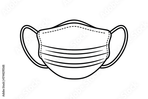 Simple line art face mask for protection and health
