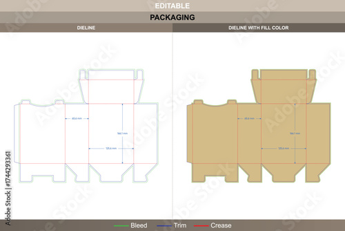 Tuck end box variations snap lock dieline, custom packaging template with fold structure and die line layout for professional shipping, branding, and retail display