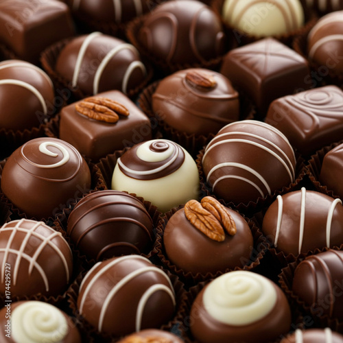 Assorted Gourmet Chocolate Truffles with Decorative Toppings