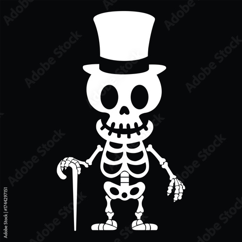 Halloween special funny skeleton silhouette design sticker
