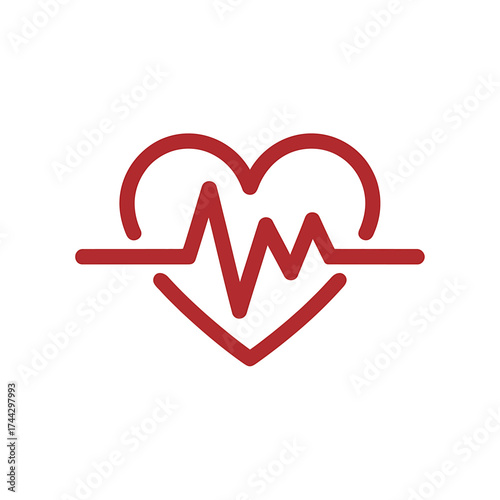 Heartbeat symbol in red with heart shape for medical and health concepts illustration vector graphic design