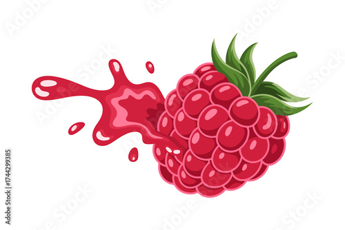 Juicy Raspberry Bursting with Flavor and Freshness Ready for Summer Smoothies and Desserts Delightful and Appetizing Illustration