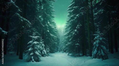 winter forest in the night 