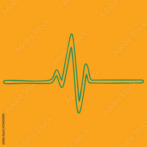 Stylized heartbeat line with fluctuating peaks and valleys on a vibrant orange